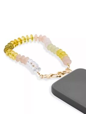 Beaded phone wristlet strap BEADED BAG CHARM yellow and pink Beaded phone chain